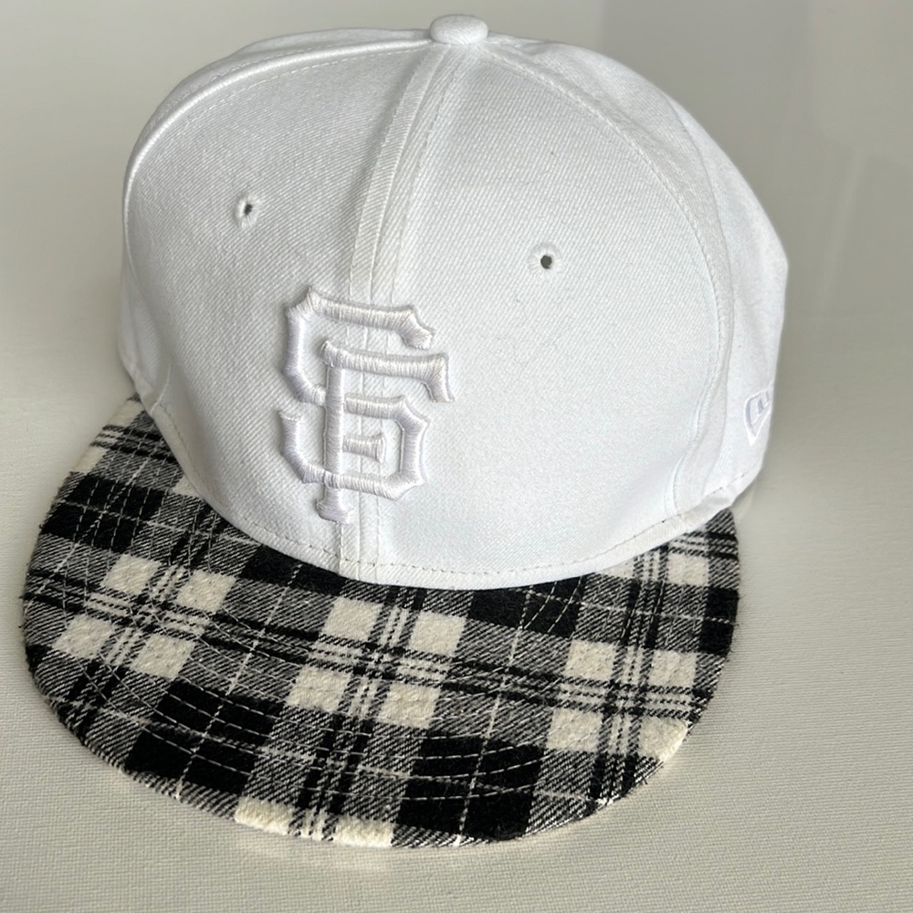 New Era San Francisco NFL Fitted Hat 7 3/8 59fifty white plaid